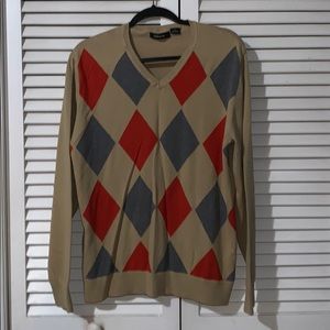 Claiborne - Beige Sweater with Orange and Grey
